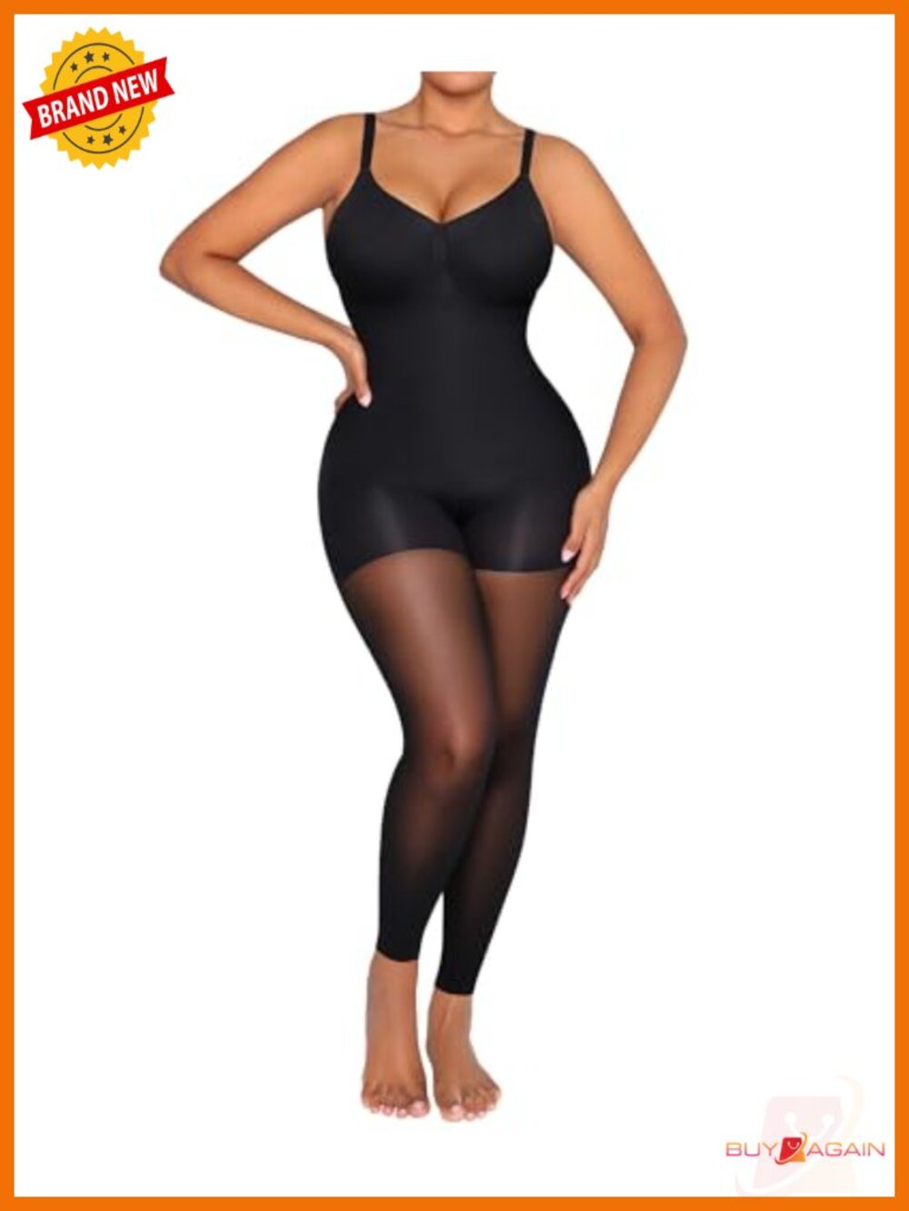 Full Body Shapewear Bodysuit Tummy Control Sheer Footless Pantyhose Compression